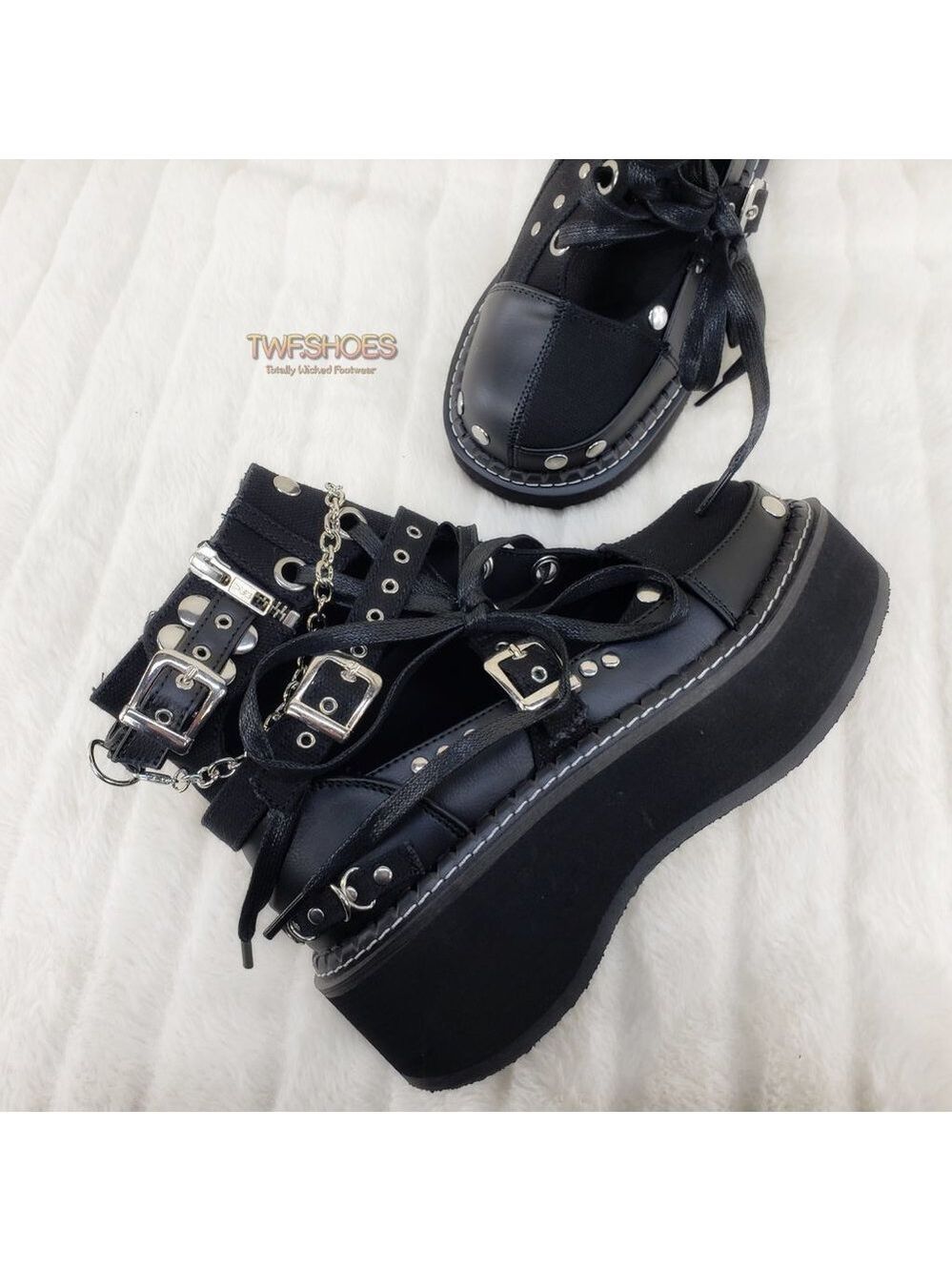 Emily Cut Out Platform Sandal Boots Goth Punk Ankle Boots - Picture 2 of 15